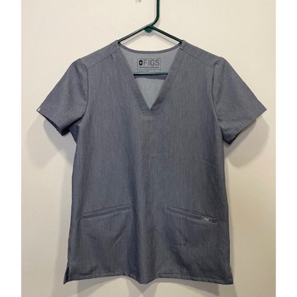 Figs Dark Gray Medical Scrub Top V-neck Women's Size XS